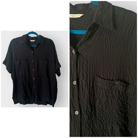 Max Studio crinkle button down shirt - Picture 1 of 7
